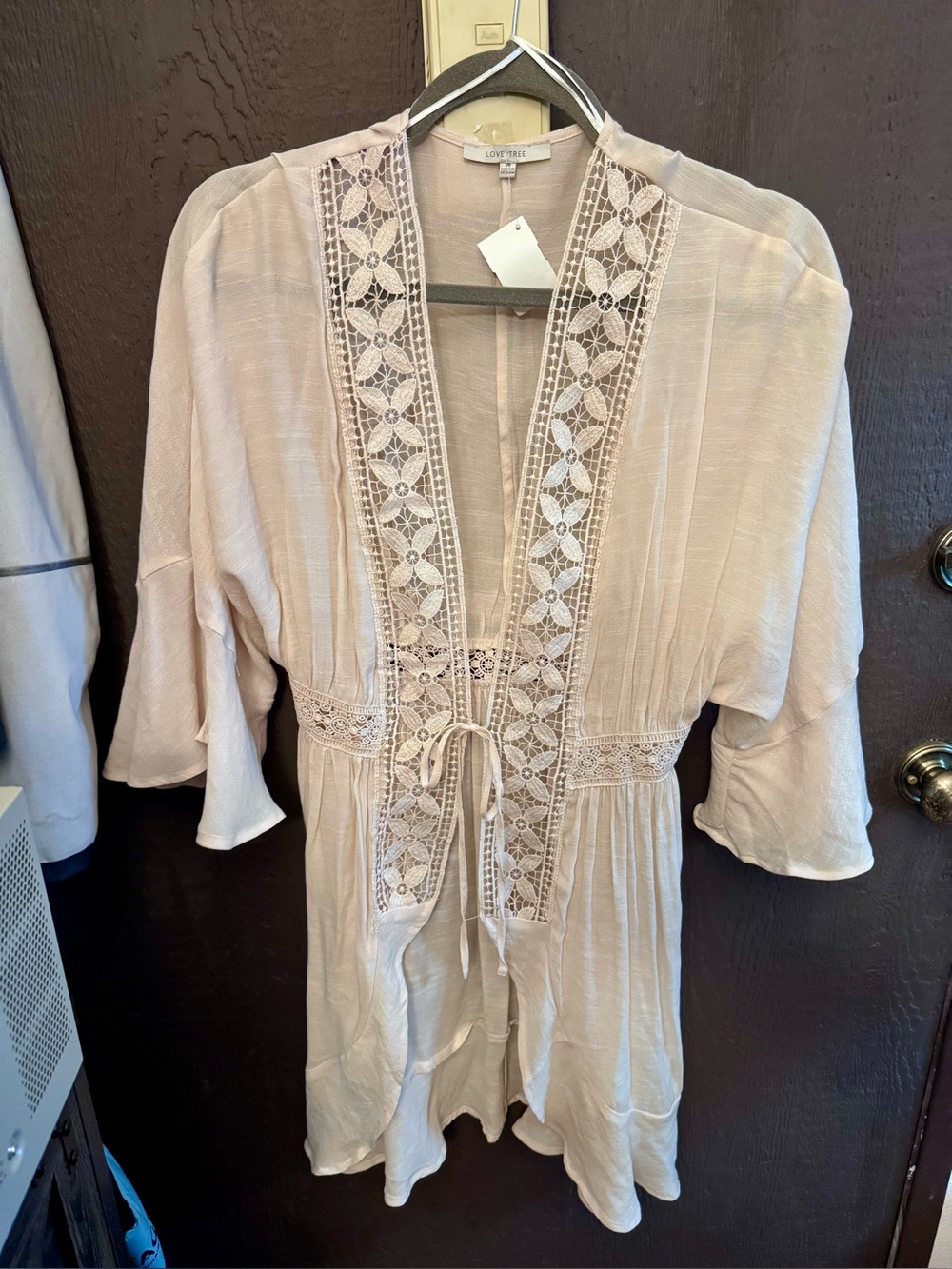 Love Tree Light Blush Lace-Trimmed Boho Tunic